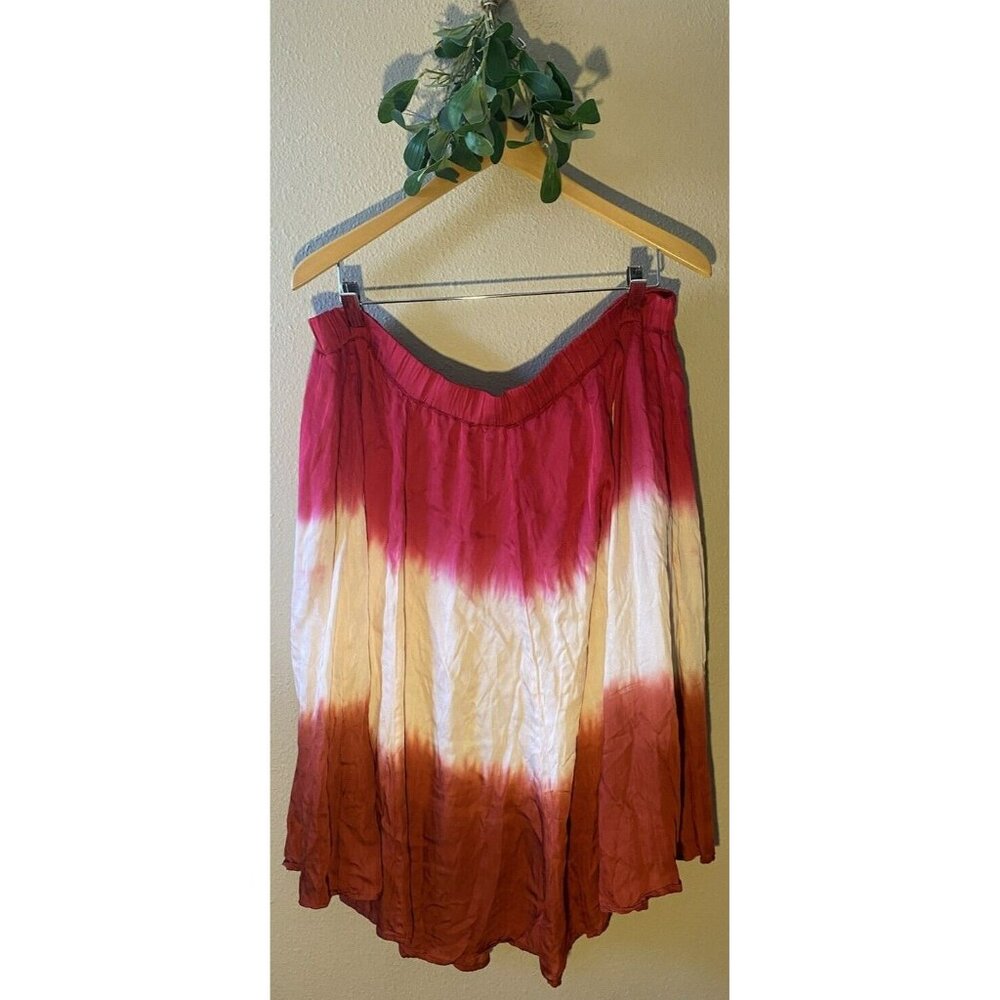 COPY - Anthropologie Maeve Skirt Small Levana Ombre Tie Dye Knee Length Pink Li…